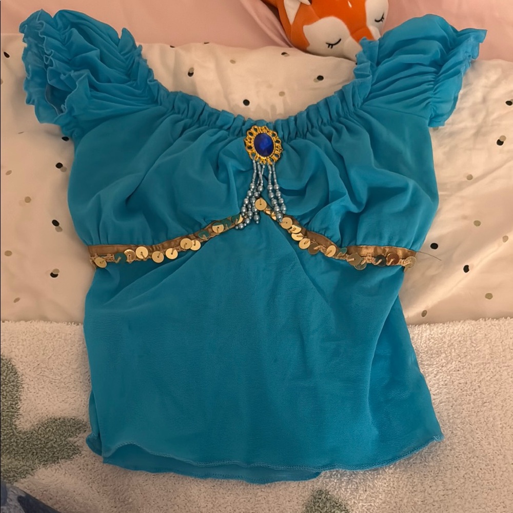 Blue Ruffled Women's Top